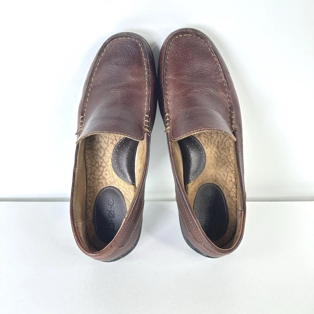 B.O.C. Merton Pebbled Brown Leather Slip On Loafer Shoes Comfort A03223 Mens 9 M